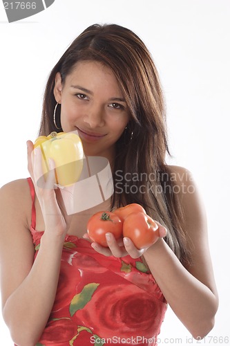 Image of Woman holding chlli peppers