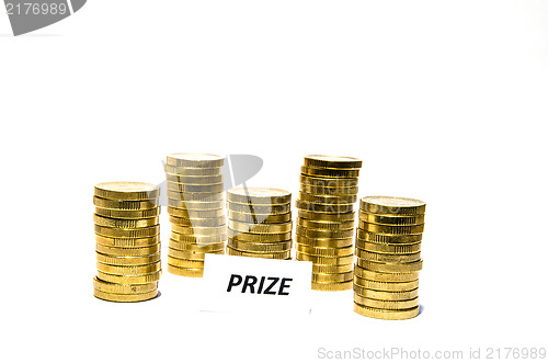 Image of Prize sign at coin piles