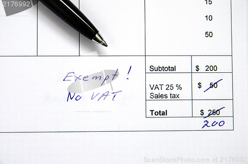 Image of Incorrect invoice, VAT exempt