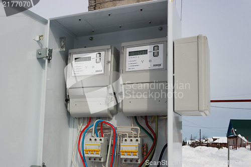 Image of Two electric meter in a  locker
