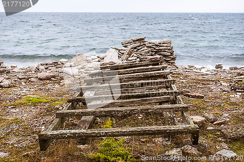 Image of Wooden ladder for boats