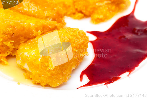 Image of Fried Cheese with Berry Sauce on plate