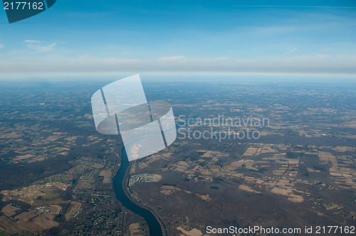 Image of aerial view of earth in usa