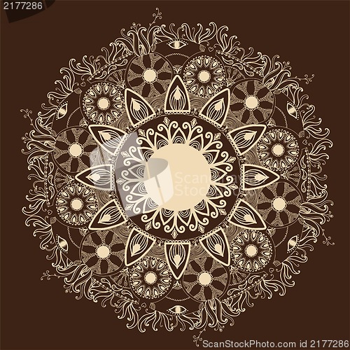 Image of Ornamental round lace pattern.Delicate circle