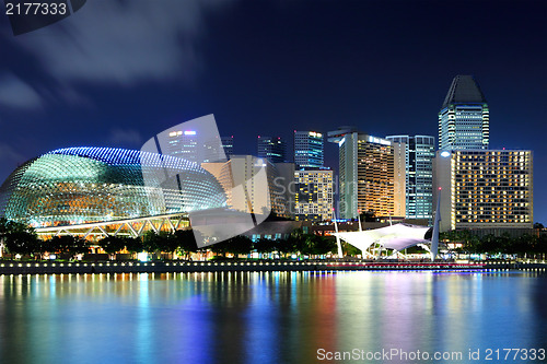 Image of Singapore skyline at night