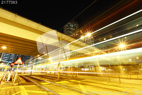 Image of traffic in city at night