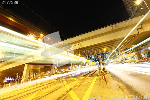 Image of traffic in city at night