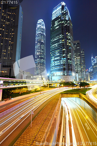 Image of traffic in city at night