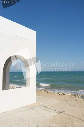 Image of Whitewashed ocean front house