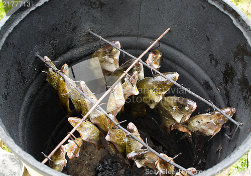 Image of salted bream tench roach fish handmade smoke house 