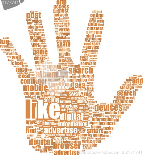 Image of hand with word like - social media and network concept