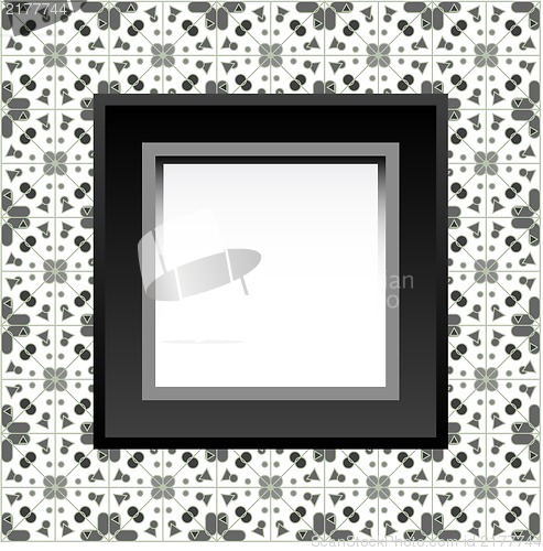 Image of Frame with empty space on the floral wallpaper