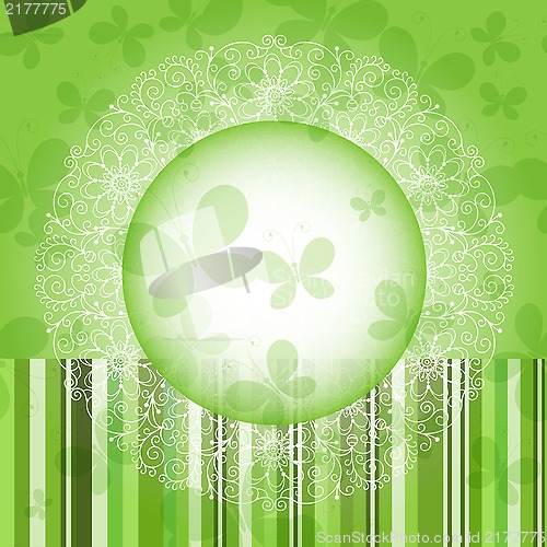 Image of Green spring round floral frame