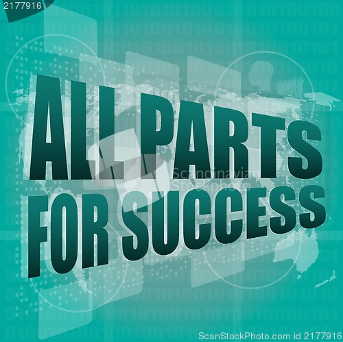 Image of all parts for success text on digital touch screen interface