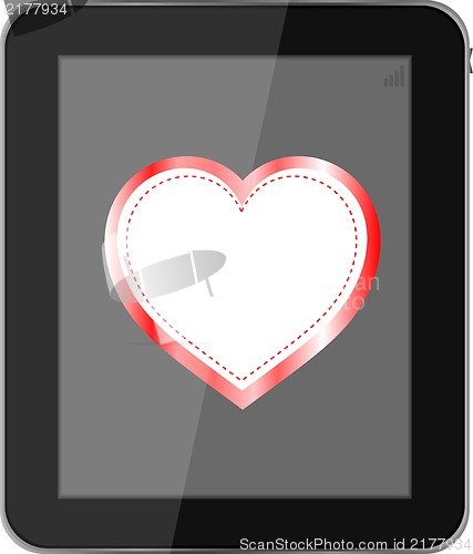 Image of tablet pc on white background love valentine heart