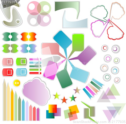 Image of Set of scrapbook design elements - cute and bright frames, tags