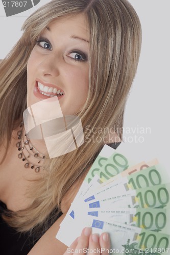 Image of Woman showing money