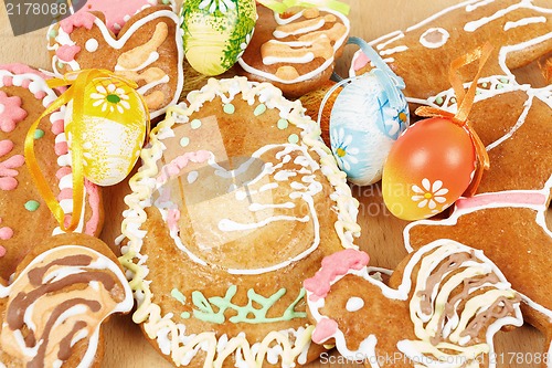Image of collection of easter gingerbreads and eggs