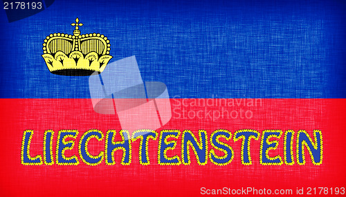 Image of Flag of Liechtenstein stitched with letters