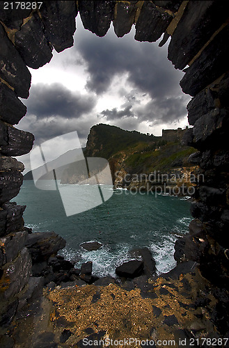 Image of hill hole   in porto venere italy