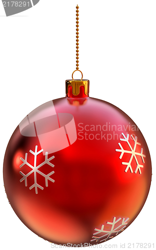 Image of red Christmas ball on white background