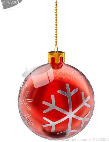 Image of red Christmas ball on white background