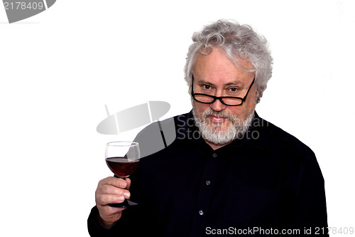 Image of A senior and red wine