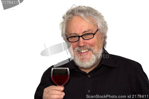 Image of A senior and red wine