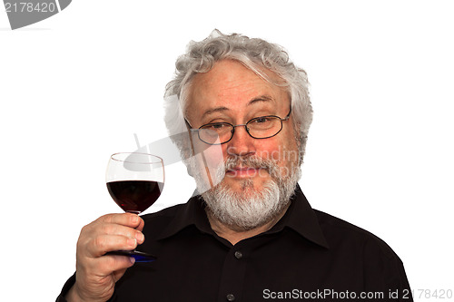 Image of A senior and red wine