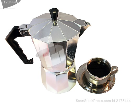 Image of Coffee Pot and Cup of Coffee 