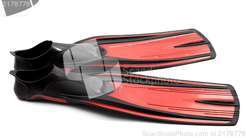 Image of Flippers for diving on white background