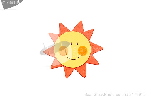 Image of Smiling sun isolated on white.