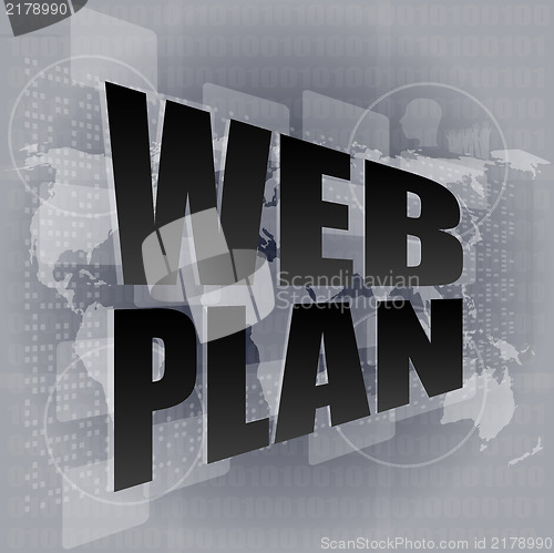 Image of words web plan on digital touch screen