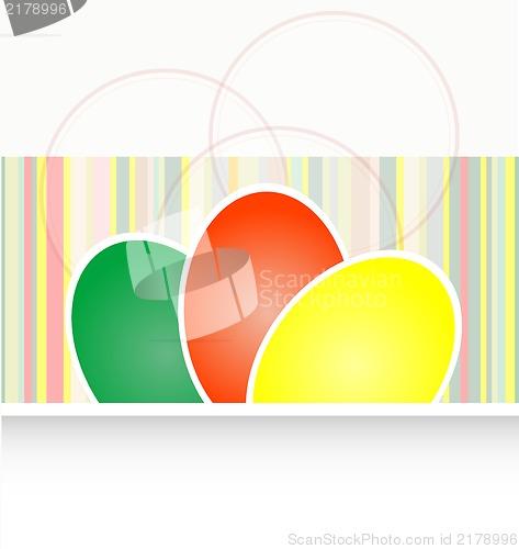 Image of paper easter egg card. multicolored background