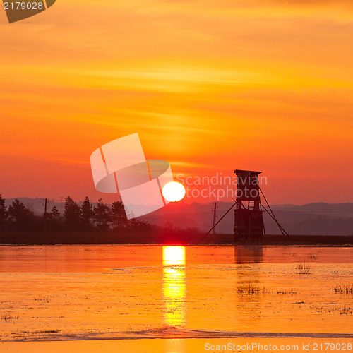 Image of Lansdcape in winter at sunrise 