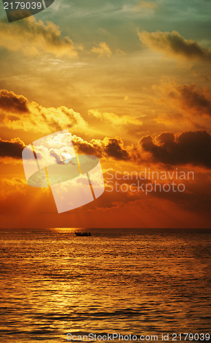 Image of Sunset over the ocean. Vertical high resolution panorama.