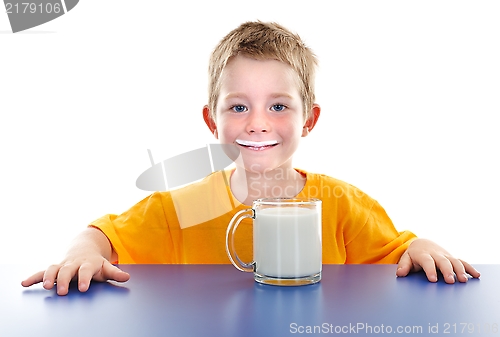 Image of Smiling boy with milk mustache