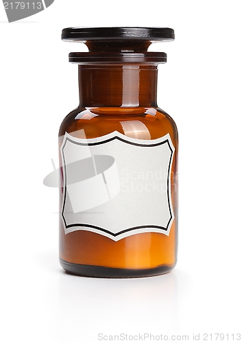 Image of Chemistry bottle with blank label and chemical