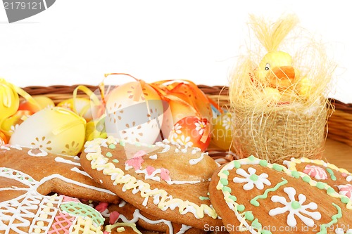 Image of collection of easter ginger breads and eggs