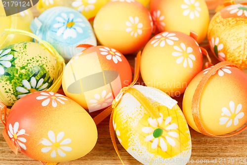 Image of Bright color easter eggs with bows