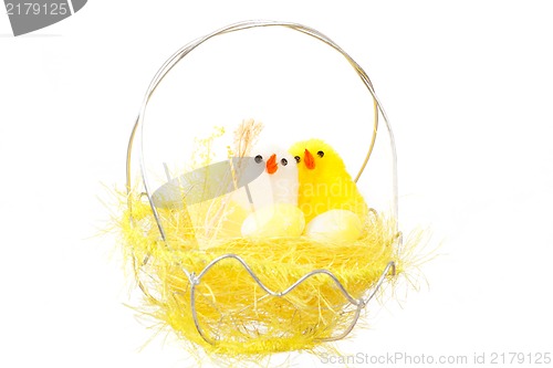Image of yellow easter decoration with birds
