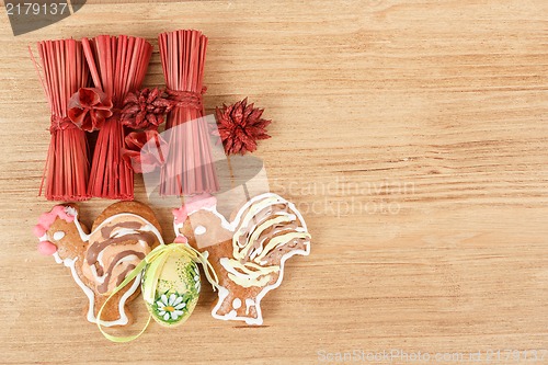 Image of Easter ginger breads,egg and painted egg