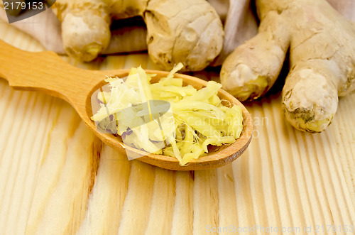 Image of Ginger fresh on a wooden board