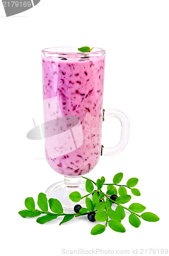 Image of Milkshake with blueberries in a glass goblet