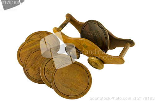 Image of wooden pallet holder on casters side five coaster  