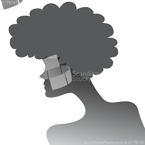 Image of silhouette of a girl with lush hair in profile