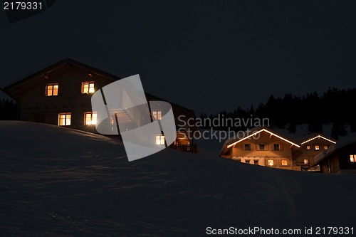 Image of Ski village at night