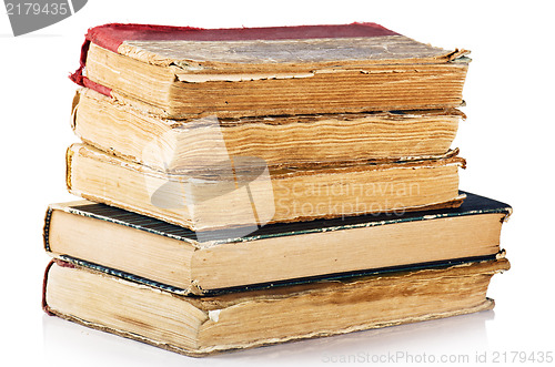 Image of pile of old books, isolated on white 