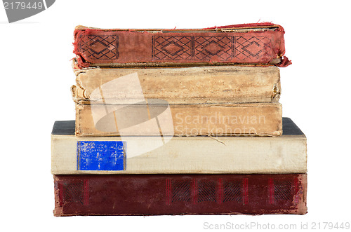 Image of pile of old books, isolated on white 