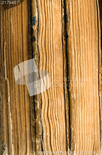 Image of pile of old books, close-up 